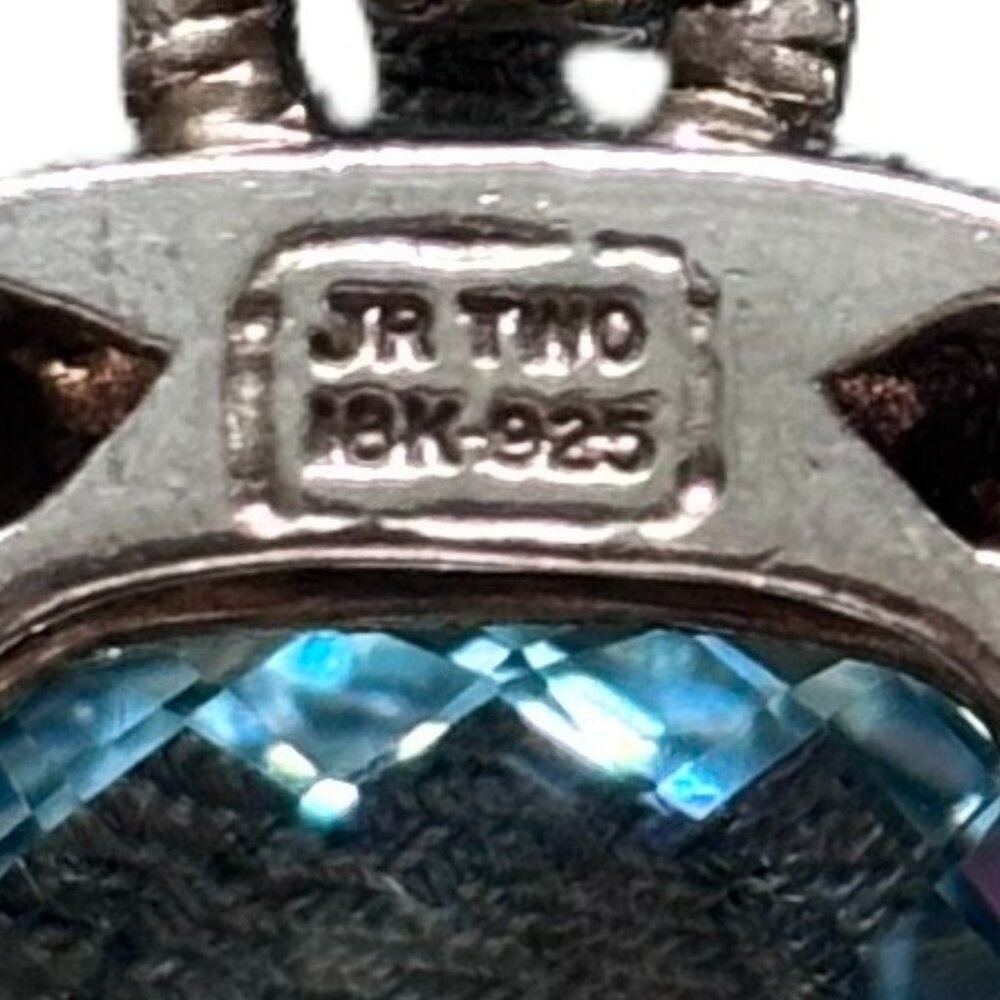 David Yurman Style, Gold Sterling and Blue Topaz & Diamond Pendant - Picture 3 of 6